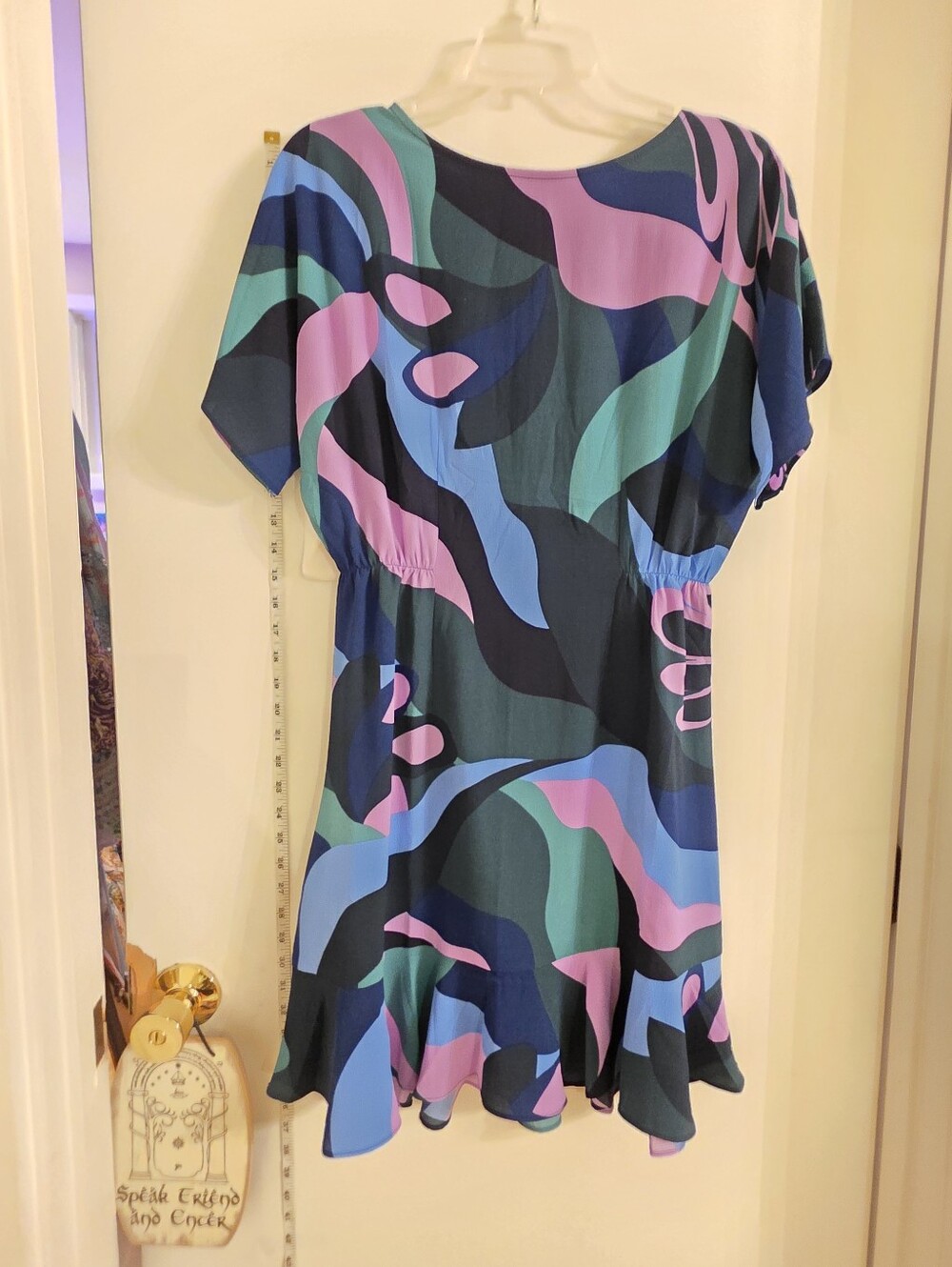 Abstract Print Short Sleeve Dress - Pink/Blue/Green NWT Nordstrom Rack